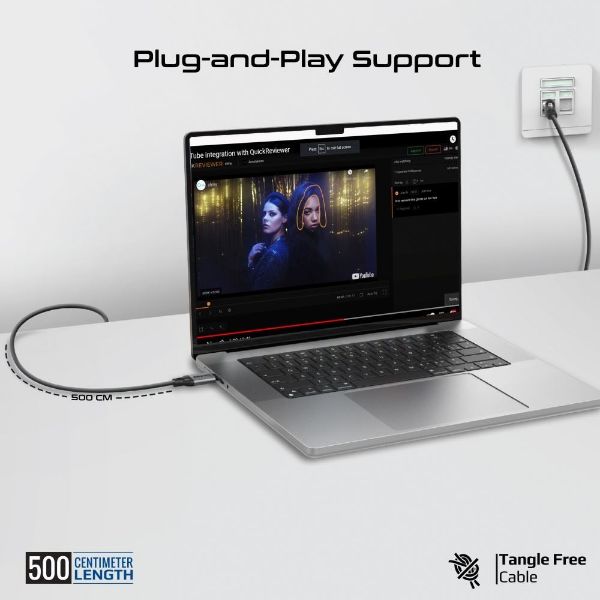 Picture of 5m USB-C to RJ45 High-Speed 1Gbps Ethernet Cable. Premium Aluminium Alloy