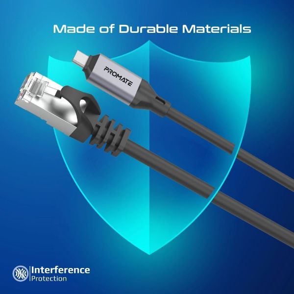 Picture of 5m USB-C to RJ45 High-Speed 1Gbps Ethernet Cable. Premium Aluminium Alloy