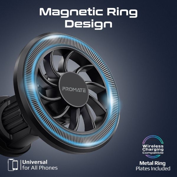 Picture of MagGrip Cradleless AC Vent Magnetic Smartphone Mount. Metal Ring. 360 Rotation.