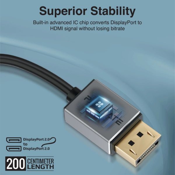 Picture of 2m 2.0 DisplayPort Cable. Supports HD up to 16K@60Hz Supports 80Gbps Data Transfer