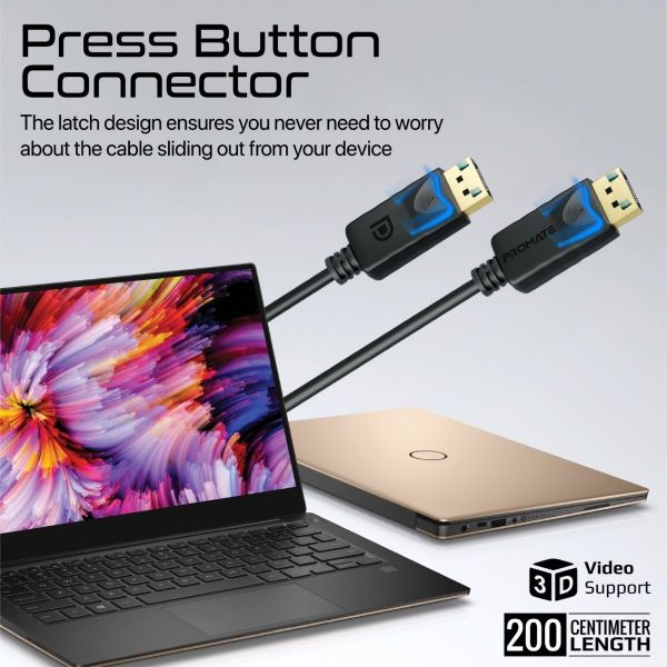 Picture of 2m 1.4 DisplayPort Cable. Supports HD up to 8K@60Hz Supports 32.4Gbps Data Trans