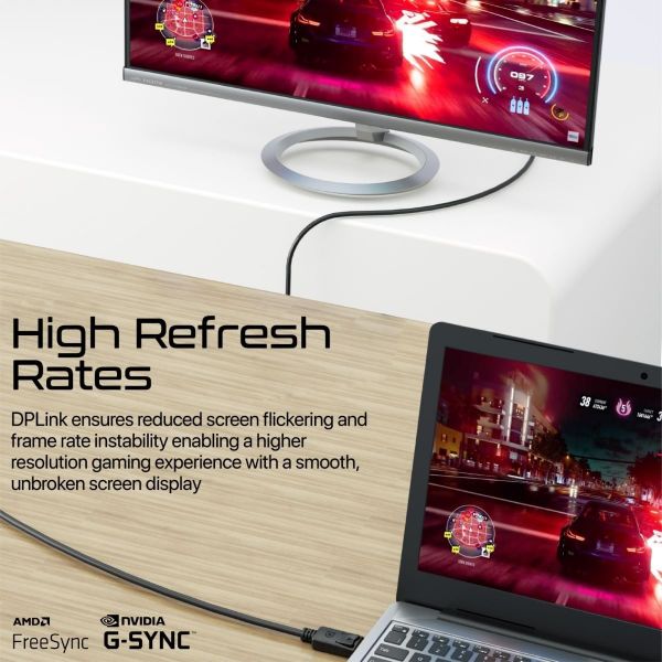 Picture of 1.4 DisplayPort Cable. Supports HD up to 8K@60Hz Supports 32.4Gbps Data Trans