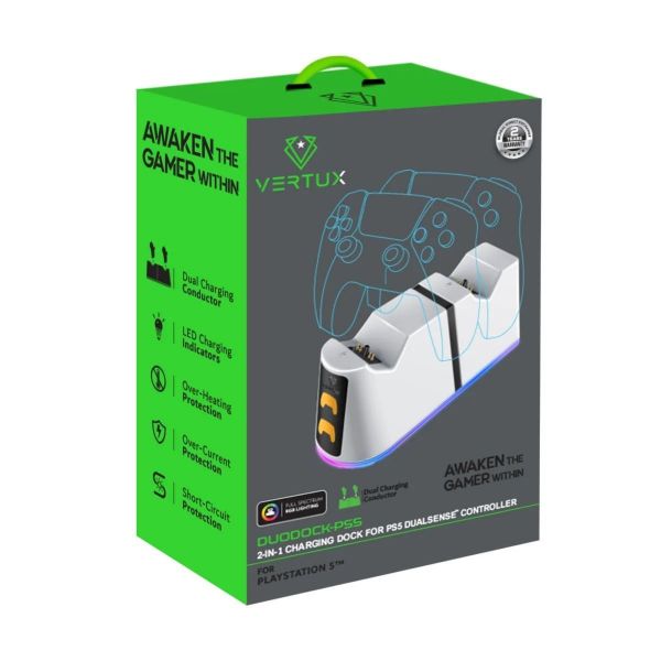 Picture of 2-in-1 Charging Dock for PS5 DualSense Controller w/ RGB Lights. Charging Status