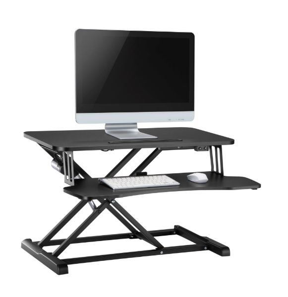 Picture of Electric Scissor Lift Desktop Sit-Stand Workstation w/ Keyboard Tray Deck