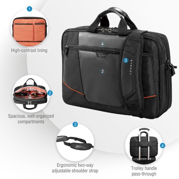 Picture of Flight Laptop Briefcase 16'' Checkpoint friendly design Felt-lined iPad/tablet pocket