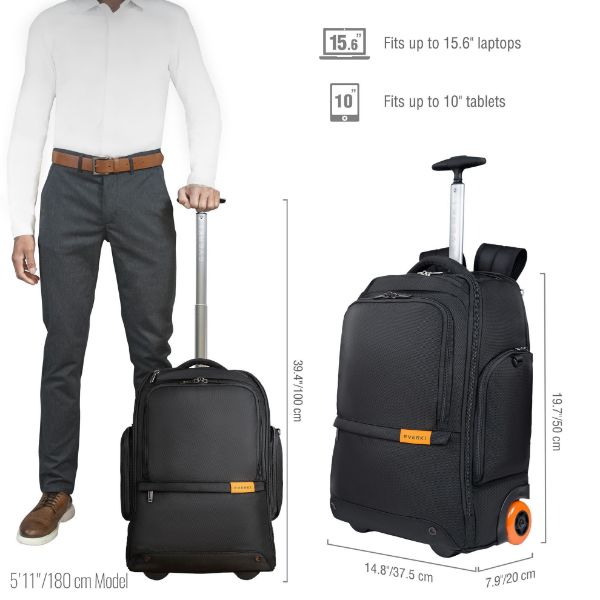 Picture of Wheeled Laptop Backpack w/ Replaceable Wheels. 11''-16'' Stowable Handle & Shoulder