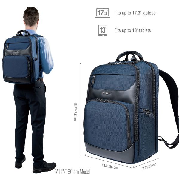 Picture of Onyx Navy Laptop Backpack. Up to 17.3''. Travel Friendly Hard-Shell