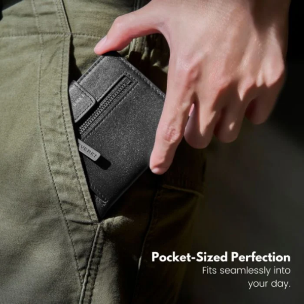 Picture of Leather RFID Blocking Wallet for Cards Coins & Bills Black Securely Holds 6-8 Cards Fast