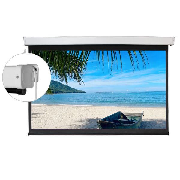 Picture of 130'' 16:9 Electric Projector Screen w/ Remote 160 Viewing Angle 4-Side