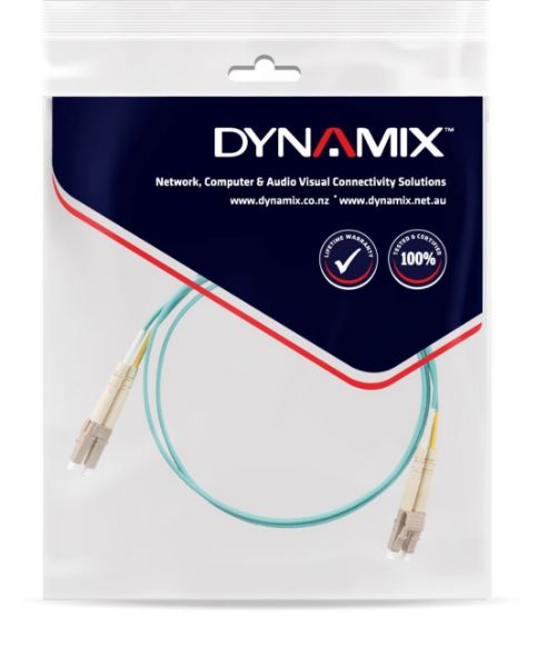 Picture of 1M 50u LC/LC OM3 Fibre Lead Duplex Multimode Aqua LSZH Jacket