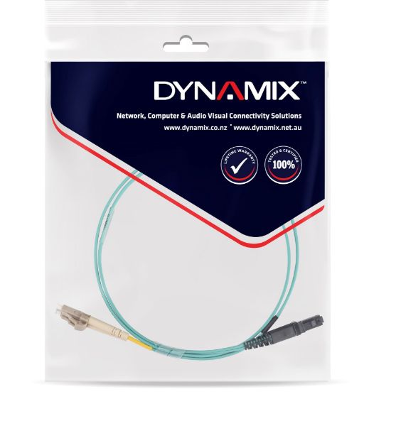 Picture of 2M 50u LC/MT-RJ OM3 Fibre Lead Duplex Multimode Aqua LSZH Jacket