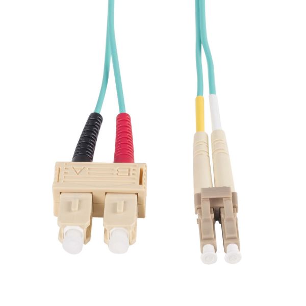 Picture of 0.5M 50u LC/SC OM3 Fibre Lead Duplex Multimode Aqua LSZH Jacket