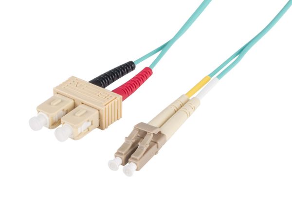 Picture of 0.5M 50u LC/SC OM3 Fibre Lead Duplex Multimode Aqua LSZH Jacket