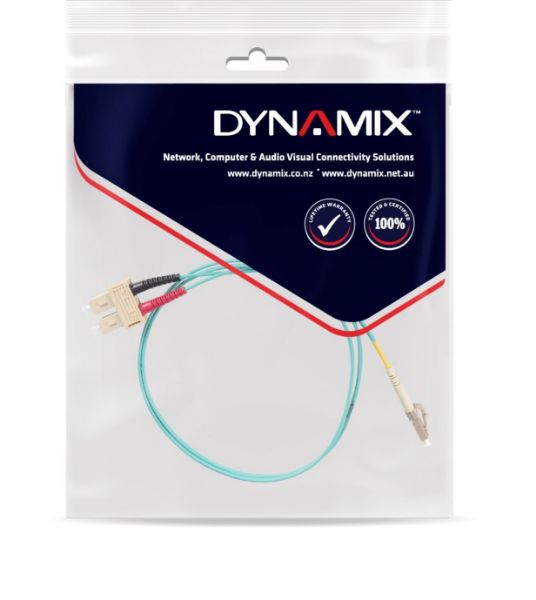 Picture of 10M 50u LC/SC OM3 Fibre Lead Duplex Multimode Aqua LSZH Jacket