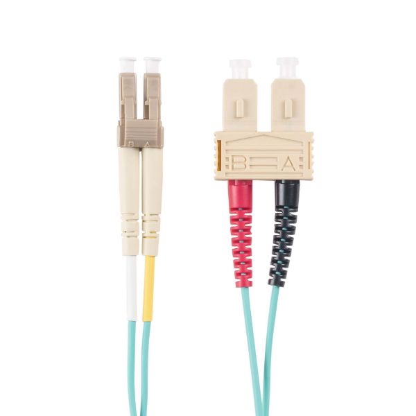 Picture of 7.5M 50u LC/SC OM3 Fibre Lead Duplex Multimode Aqua LSZH Jacket