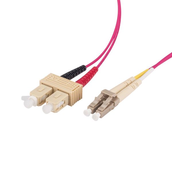 Picture of 0.5M 50u LC/SC OM4 Fibre Lead Duplex Multimode Raspberry Pink LSZH Jacket
