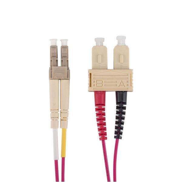 Picture of 15M 50u LC/SC OM4 Fibre Lead Duplex Multimode Raspberry Pink LSZH Jacket