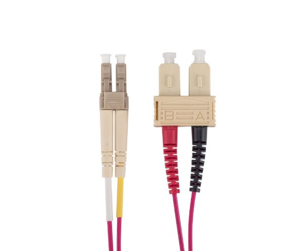 Picture of 2M 50u LC/SC OM4 Fibre Lead Duplex Multimode Raspberry Pink LSZH Jacket