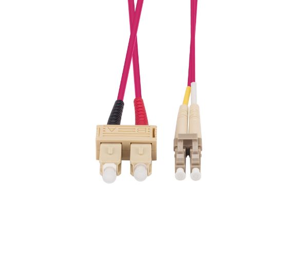 Picture of 50u LC/SC OM4 Fibre Lead Duplex Multimode Raspberry Pink LSZH Jacket