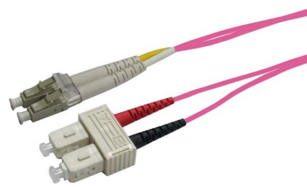 Picture of 5M 50u LC/SC OM4 Fibre Lead Duplex Multimode Raspberry Pink LSZH Jacket