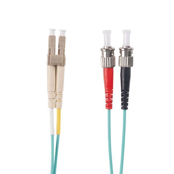 Picture of 0.5M 50u LC/ST OM3 Fibre Lead Duplex Multimode Aqua LSZH Jacket