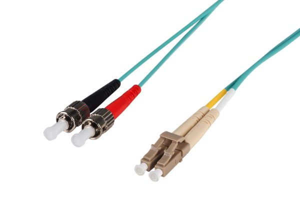Picture of 2M 50u LC/ST OM3 Fibre Lead Duplex Multimode Aqua LSZH Jacket