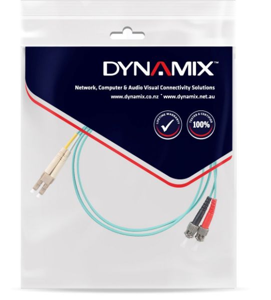 Picture of 30M 50u LC/ST OM3 Fibre Lead Duplex Multimode Aqua LSZH Jacket