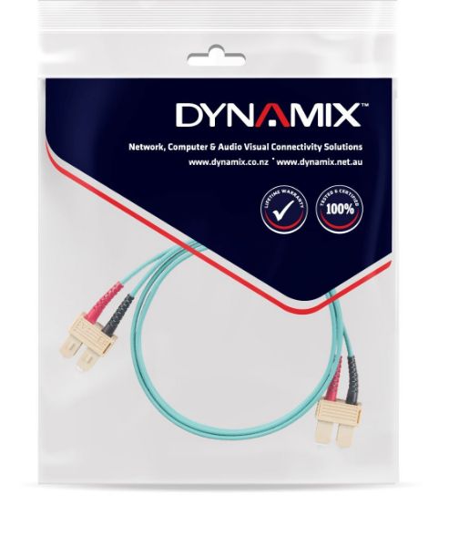 Picture of 5M 50u SC/SC OM3 Fibre Lead Duplex Multimode Aqua LSZH Jacket