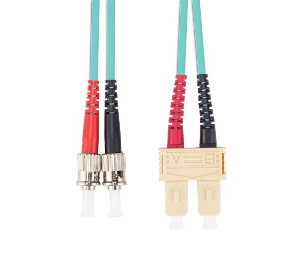 Picture of 0.5M 50u SC/ST OM3 Fibre Lead Duplex Multimode Aqua LSZH Jacket
