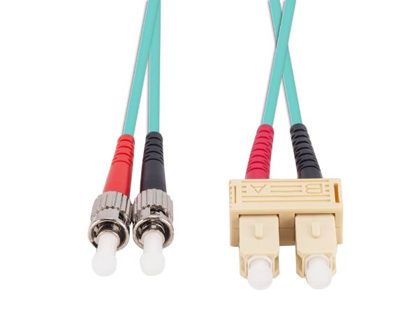 Picture of 10M 50u SC/ST OM3 Fibre Lead Duplex Multimode Aqua LSZH Jacket