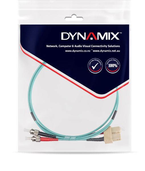 Picture of 10M 50u SC/ST OM3 Fibre Lead Duplex Multimode Aqua LSZH Jacket