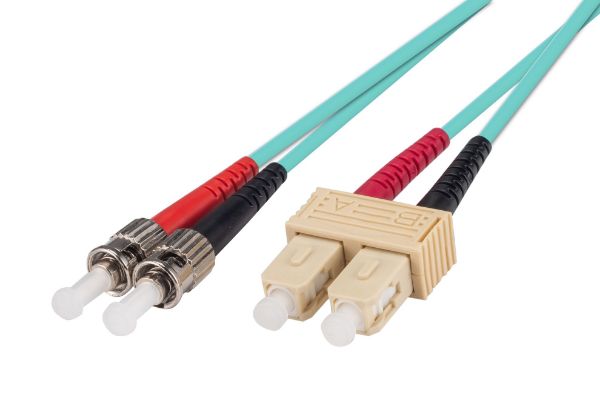 Picture of 2M 50u SC/ST OM3 Fibre Lead Duplex Multimode Aqua LSZH Jacket