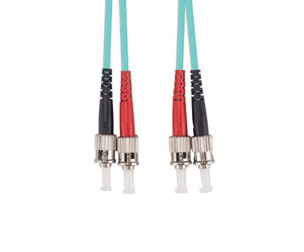 Picture of 2M 50u ST/ST OM3 Fibre Lead Duplex Multimode Aqua LSZH Jacket