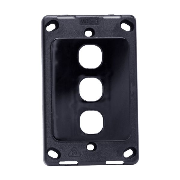 Picture of Switch Plate ONLY. 3 Gang Wall Face Plate Accepts Clipsal Style Mechs Black