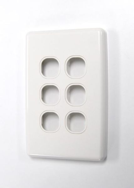 Picture of Switch Plate ONLY. 6 Gang WPC Series Wall Face Cover Plate. (Accepts Clipsal Style