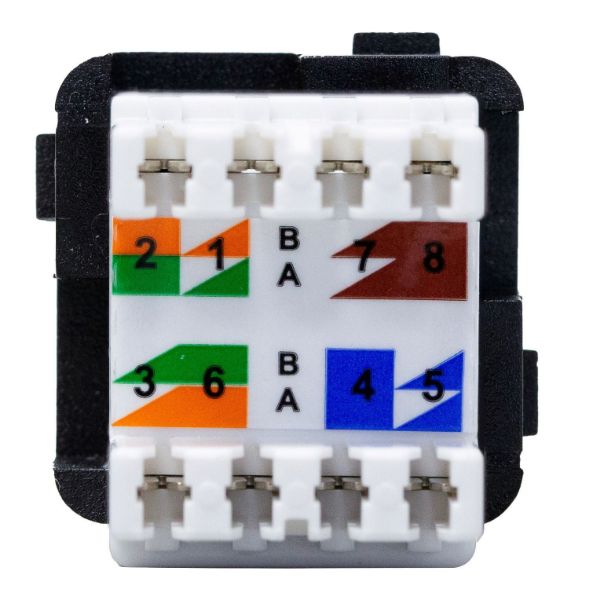 Picture of Cat6 UTP Style RJ45 Slimline Jack T568A Wiring 180 Jack Black