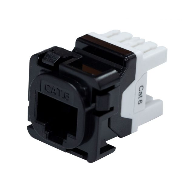 Picture of Cat6 UTP Style RJ45 Slimline Jack T568A Wiring 180 Jack Black