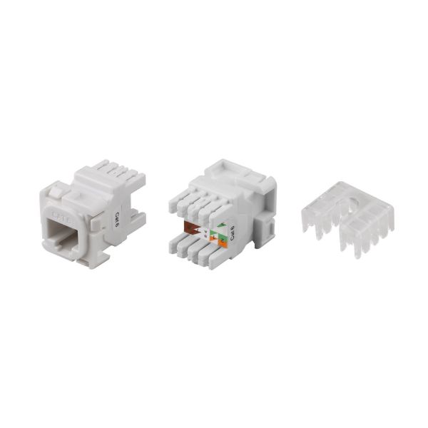 Picture of Cat6 UTP Style RJ45 Slimline Jack T568A Wiring 180 Jack White