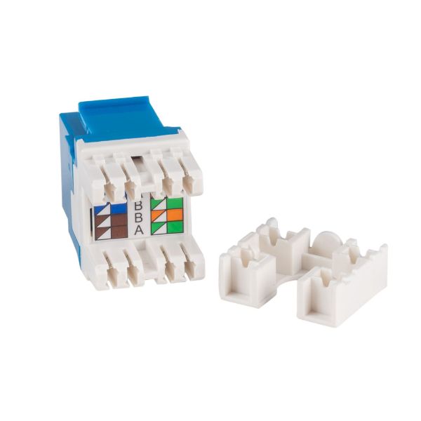 Picture of Cat6 BLUE Keystone RJ45 Jack for 110 Face Plate T568A/ T568B Wiring. 180 Jack.