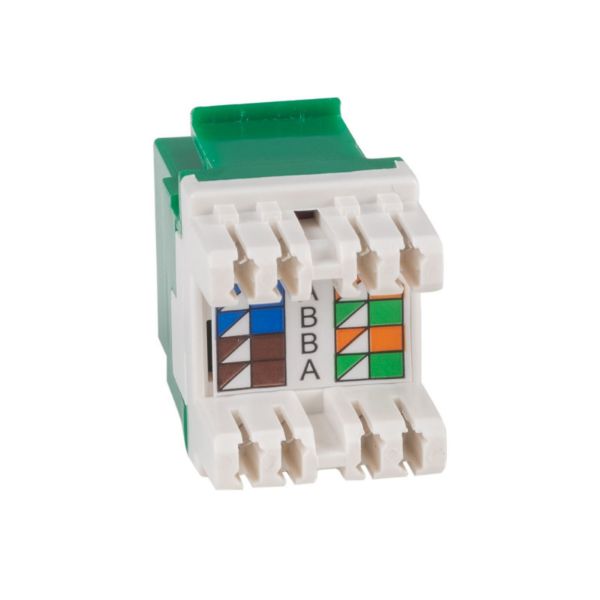 Picture of Cat6 Green Keystone RJ45 Jack for 110 Face Plate T568A/T568B Wiring 180 Slimline Jack