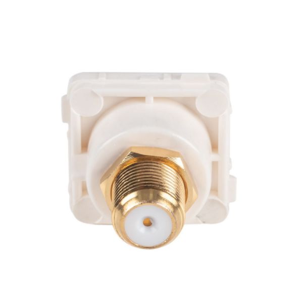 Picture of White RCA to F Connector. Gold Plated