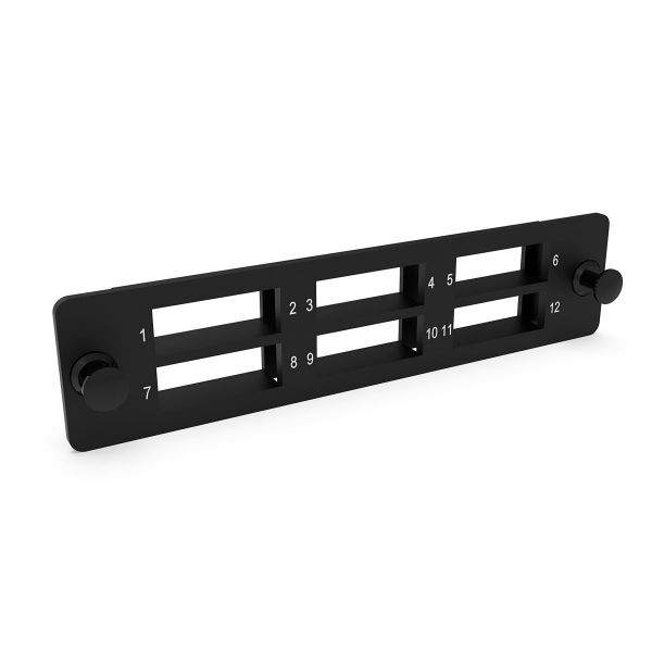 Picture of SC Duplex/LC Quad 6 Port Plate Unloaded 2x Tier Screw Less Design Black for FPP3P