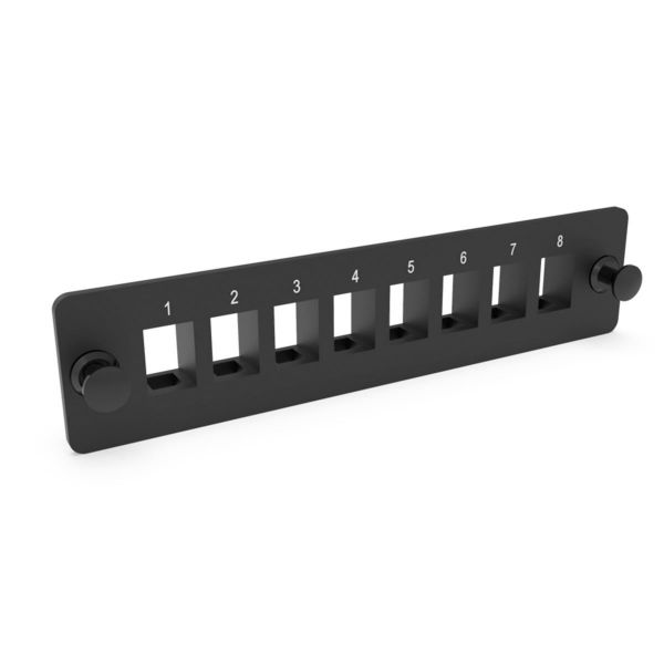 Picture of SC Simplex/LC Duplex 8 Port Plate Unloaded 2 Tier Screw less Design Black For FPP3P