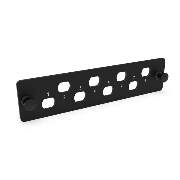 Picture of ST Simplex/FC Simplex 8x Port Plate Unloaded 2x Tier Screw Less Design Black