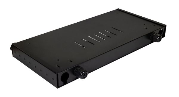 Picture of 19'' 1U Fibre Tray 24C LC MM Fully Loaded 24x LC Elite OM4 Pigtails 12x LC Duplex Aqua