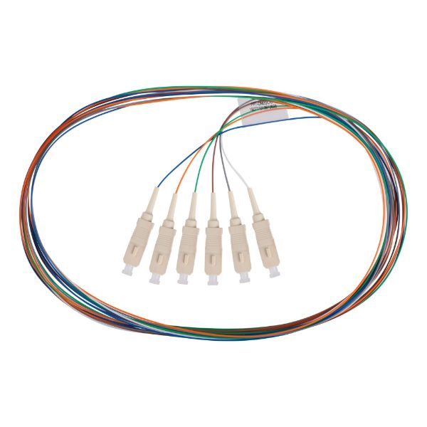 Picture of 2M SC Pigtail OM3 6x Pack Colour Coded 900um Multimode Fibre Tight Buffer LSZH Jacket