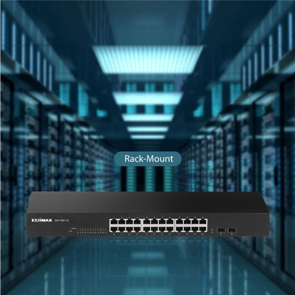 Picture of 24 Port Gigabit Rack-Mount Unmanaged Switch 2 SFP Ports