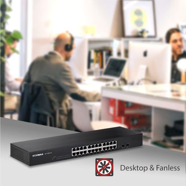 Picture of 24 Port Gigabit Rack-Mount Unmanaged Switch 2 SFP Ports