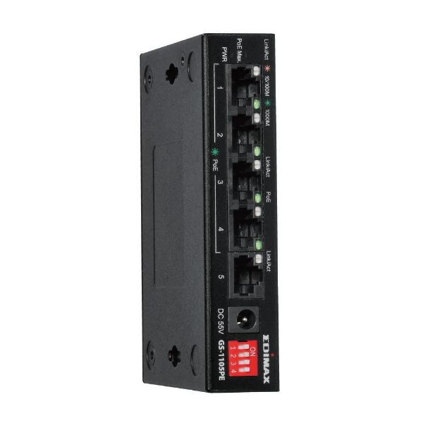 Picture of 5 Port 10/100/1000 Gigabit Ethernet w/ 4x PoE+ Ports & DIP Switch