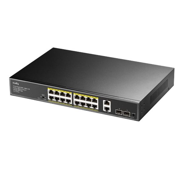 Picture of 16-Port Gigabit Unmanaged PoE+ 200W Switch with 2 Gig Uplink Ports & 2x Gig SFP slot